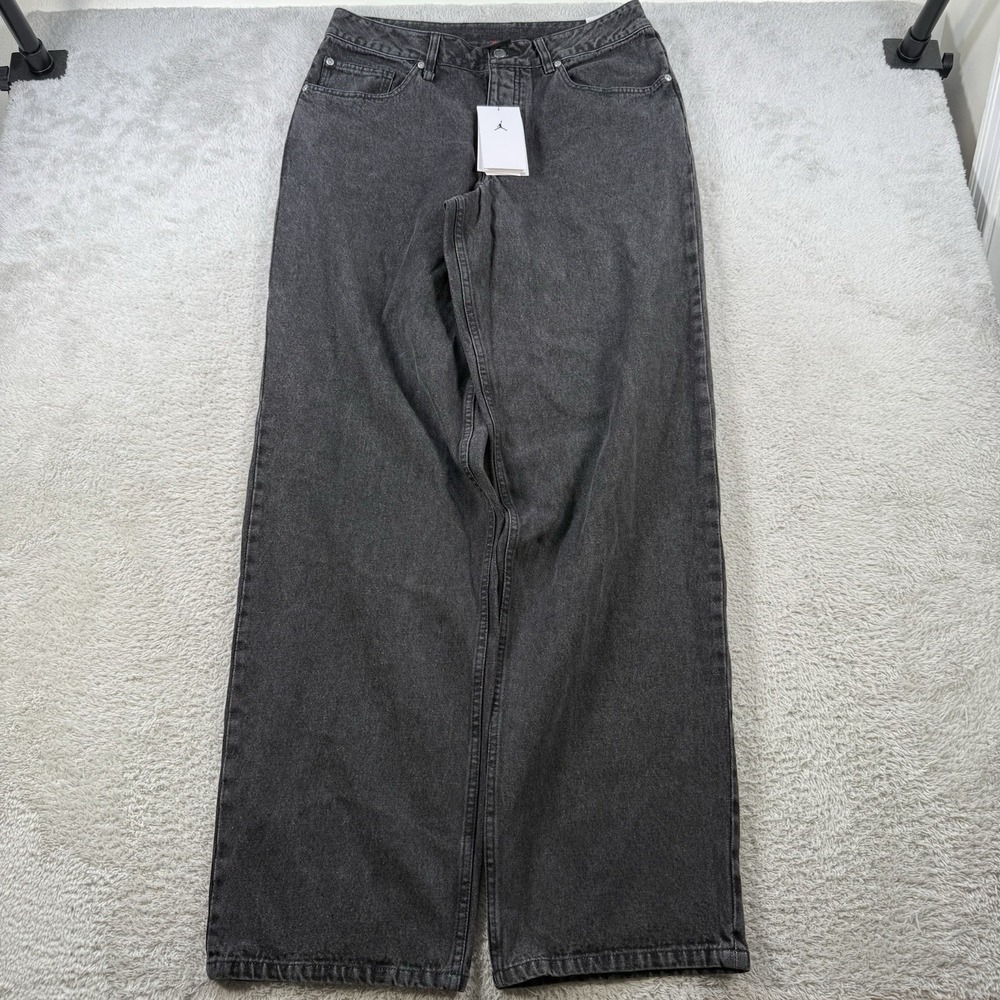 Nike Air Jordan Jeans Mens 32x35 Black Denim Loose Fit Cotton Pants HF9291